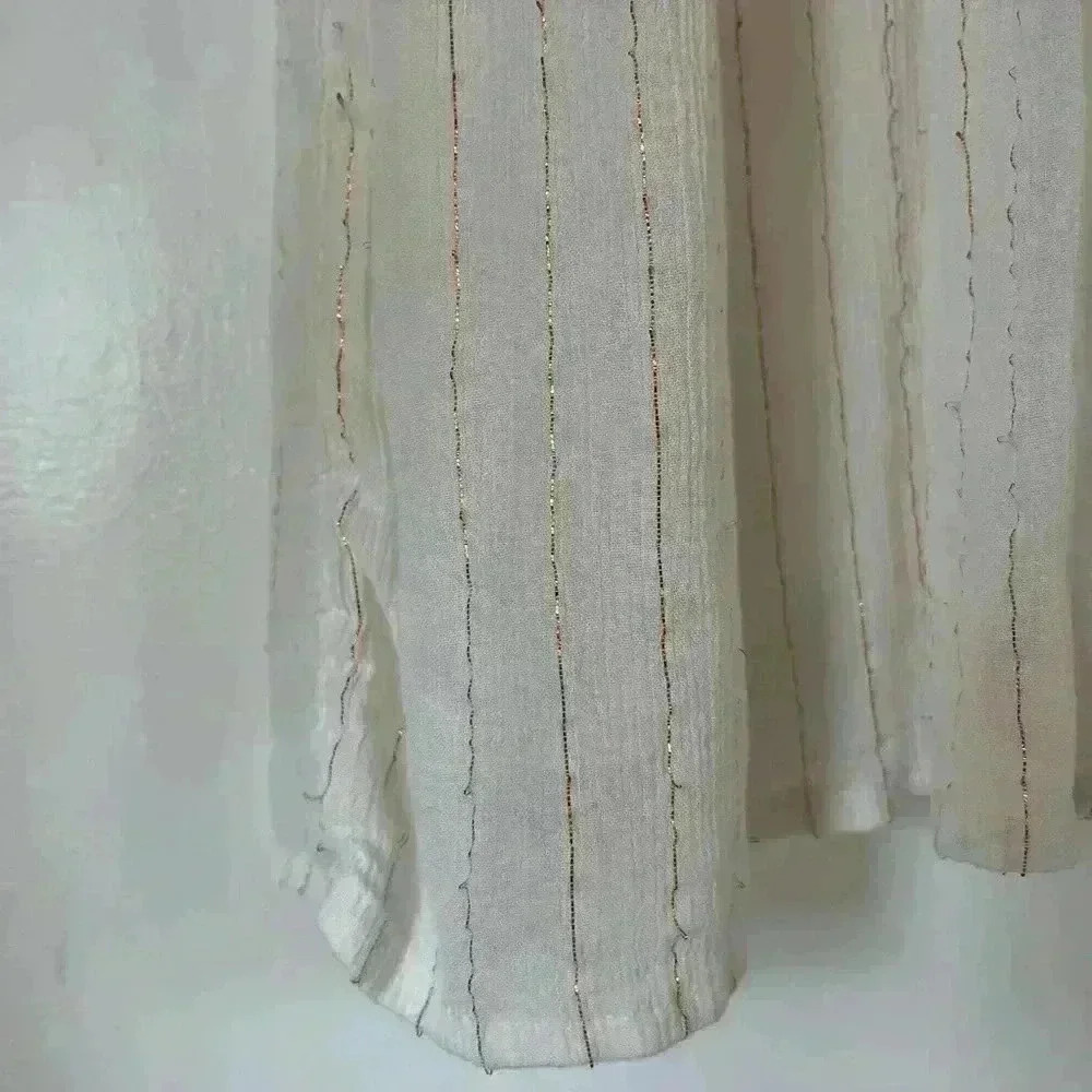 Ivory Boho Mirror Embellished Maxi Dress Viscose Kaftan Festival Beach Resort - Picture 10 of 17